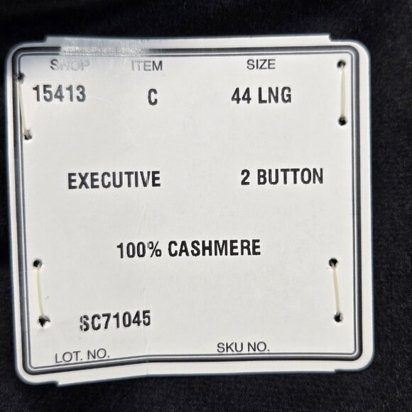 Jos A Bank 100% Cashmere Executive Blazer Men’s 44 Long Black 2 Button - Picture 7 of 16